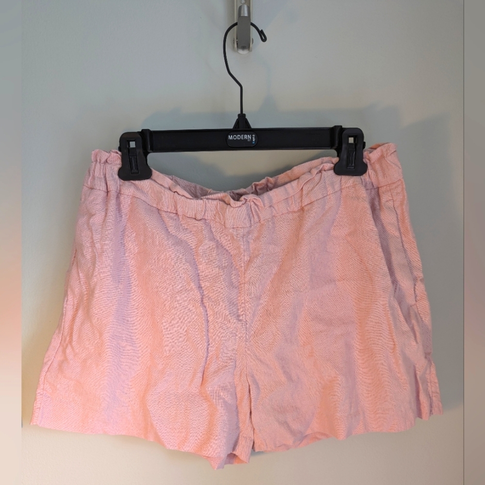Banana Republic Pink Linen High-Waisted Shorts Size Medium M